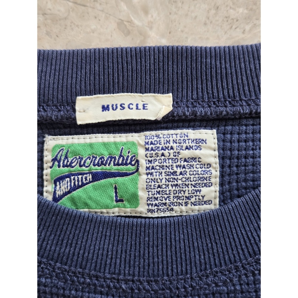VTG Abercrombie & Fitch 90's/Y2K Distressed Thermal Muscle Shirt Large USA - Picture 2 of 9